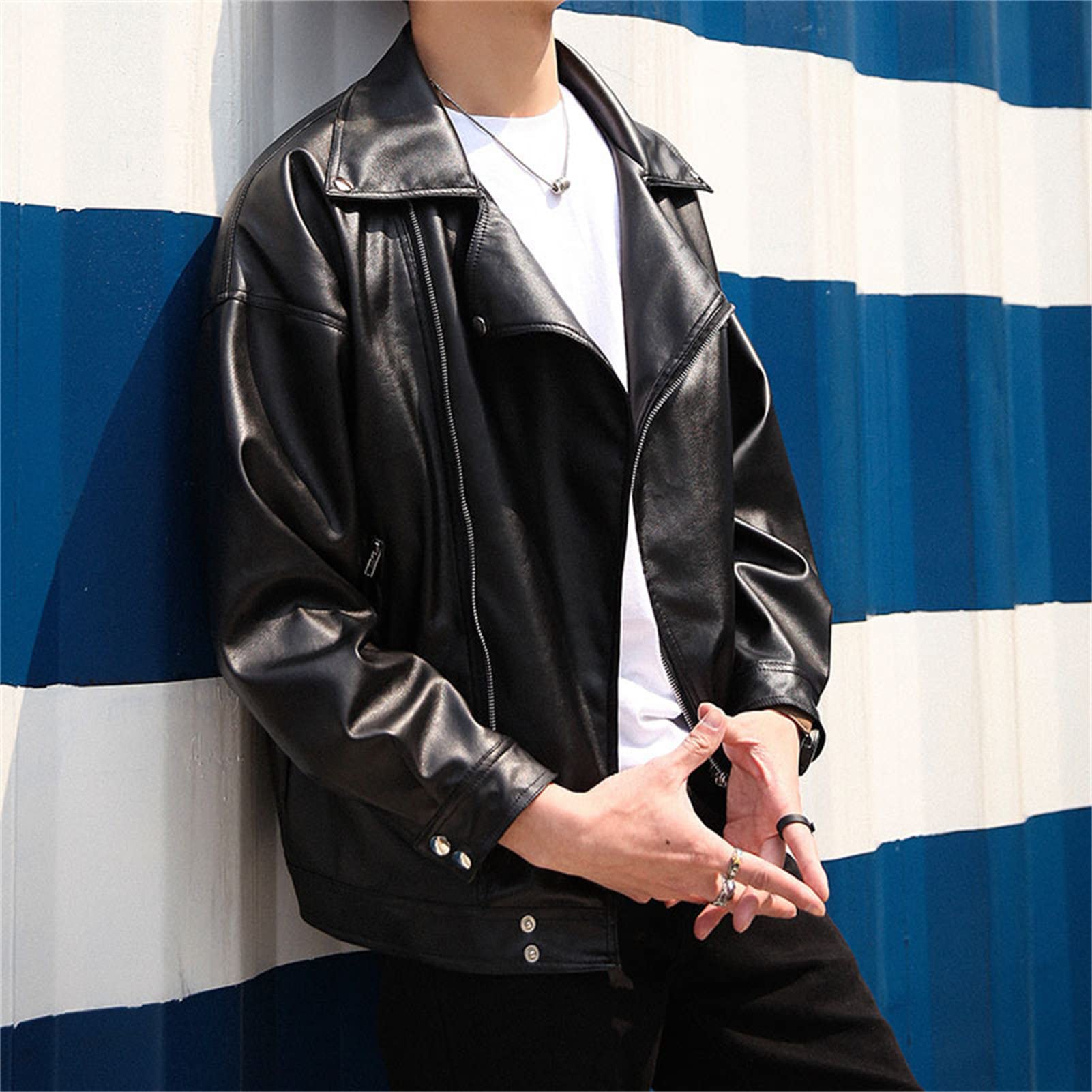 Amazon.com: Maiyifu-GJ Mens Faux Leather Biker Jacket Vintage